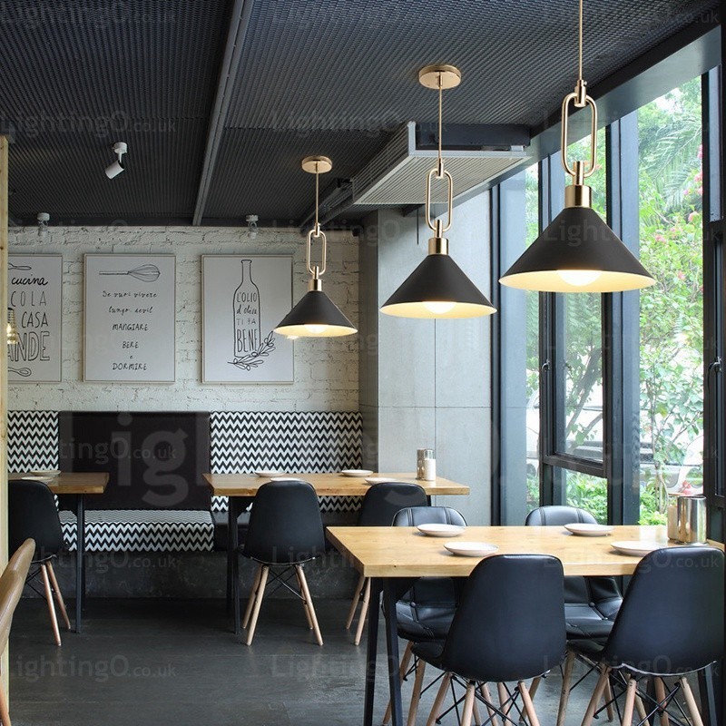 Suspension contemporaine moderne nordique à 1 lumière avec abat-jour en acier inoxydable. Boutiques