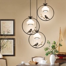 Suspension rustique à 1 lumière avec abat-jour en verre