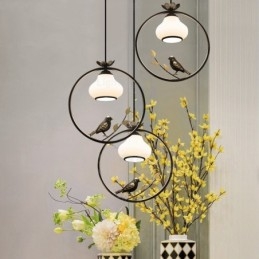 Suspension rustique à 1 lumière avec abat-jour en verre
