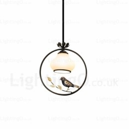 Suspension rustique à 1 lumière avec abat-jour en verre