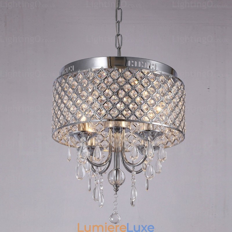 Suspension contemporaine moderne à 1 lumière avec abat-jour en cristal