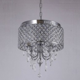 Suspension contemporaine moderne à 1 lumière avec abat-jour en cristal