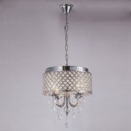 Suspension contemporaine moderne à 1 lumière avec abat-jour en cristal