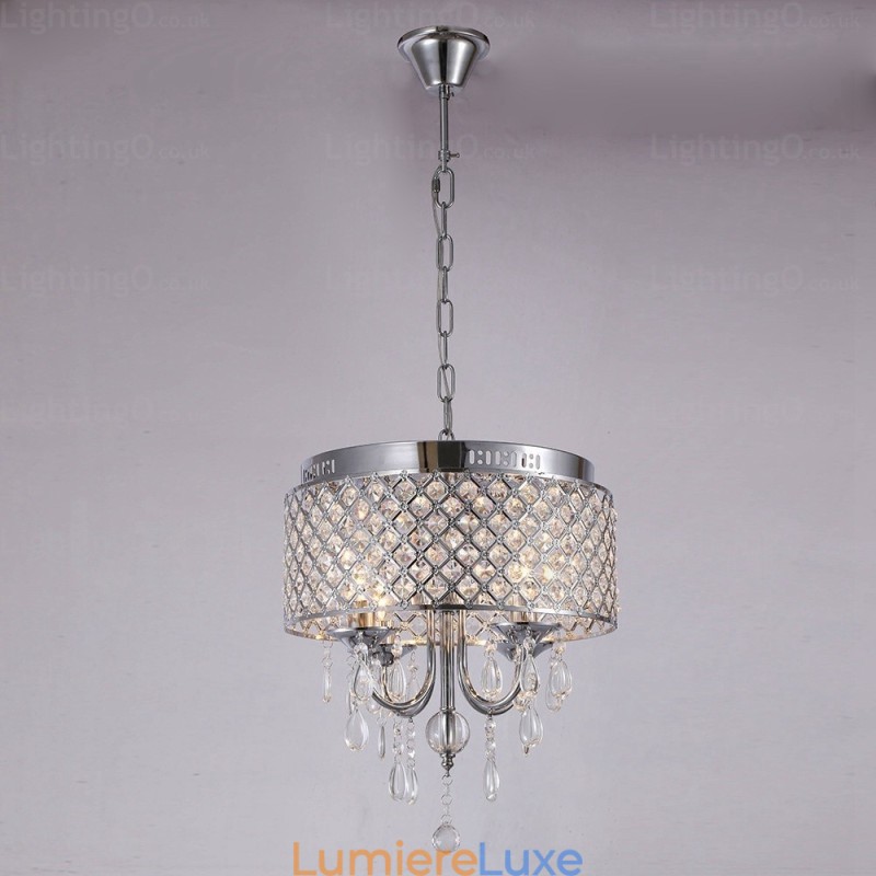 Suspension contemporaine moderne à 1 lumière avec abat-jour en cristal