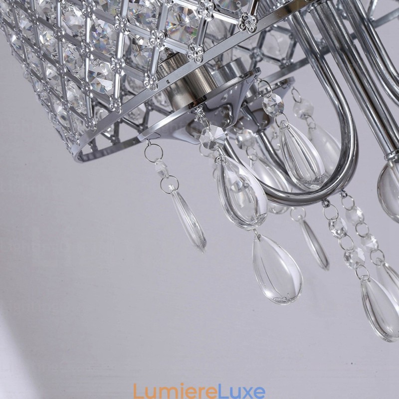 Suspension contemporaine moderne à 1 lumière avec abat-jour en cristal