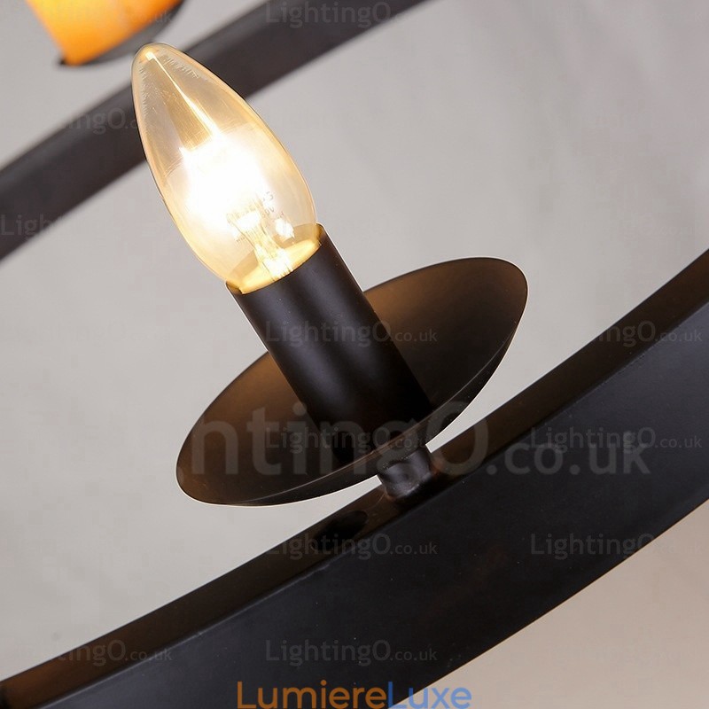 Suspension rétro vintage à 8 lampes avec abat-jour en marbre