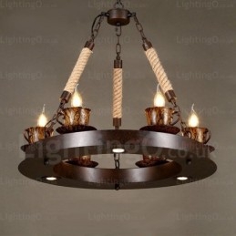 Suspension rustique à 9 lumières