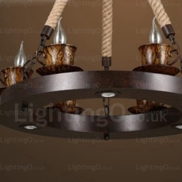 Suspension rustique à 9 lumières