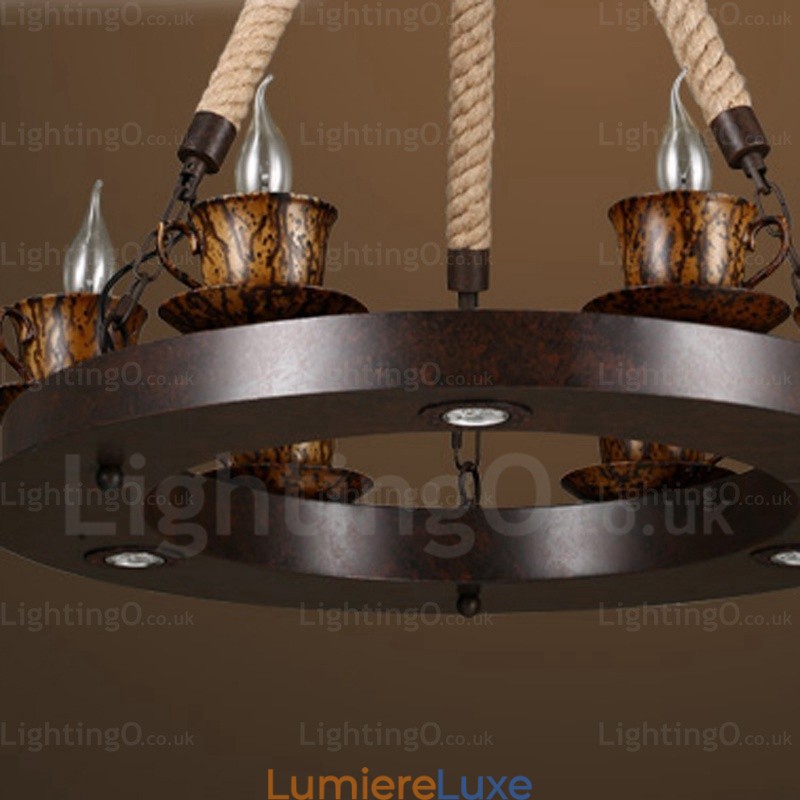Suspension rustique à 9 lumières