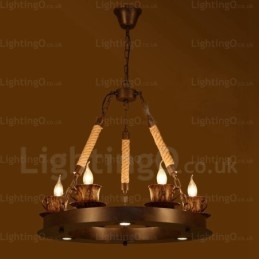 Suspension rustique à 9 lumières