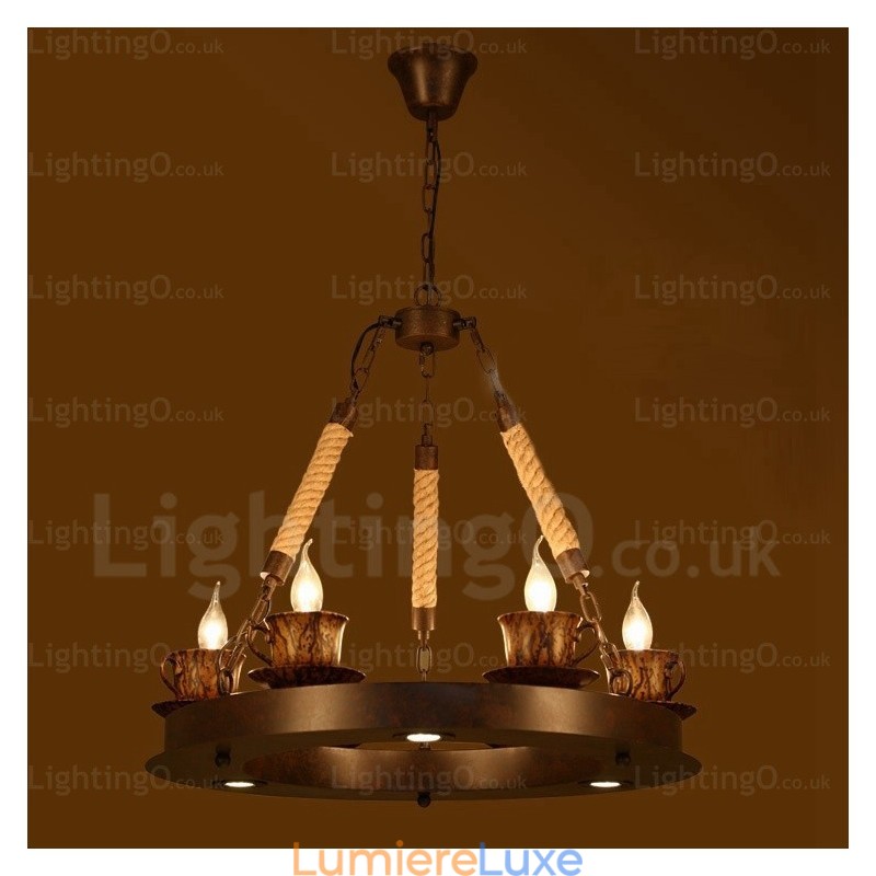 Suspension rustique à 9 lumières