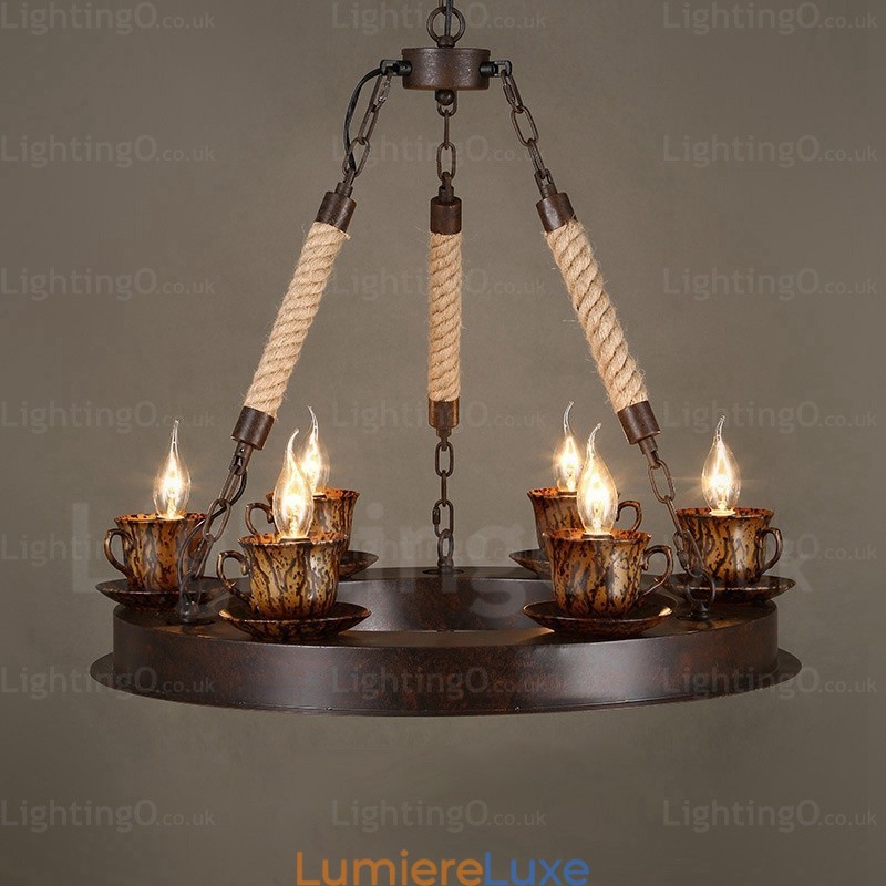 Suspension rustique à 9 lumières