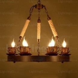 Suspension rustique à 9 lumières