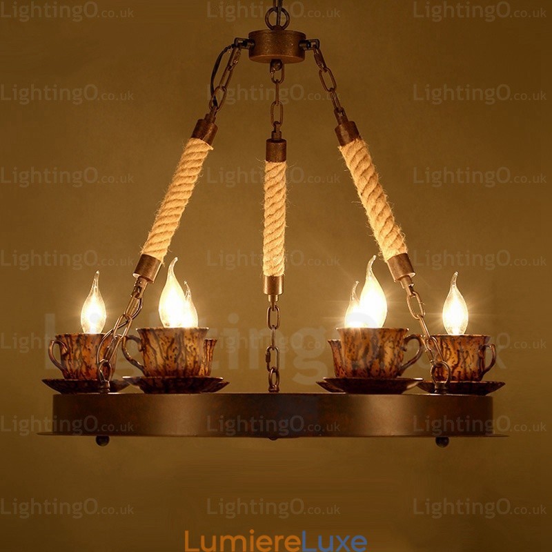 Suspension rustique à 9 lumières