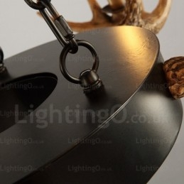 Lustre suspendu vintage rétro rustique à 9 lumières en bois de cerf