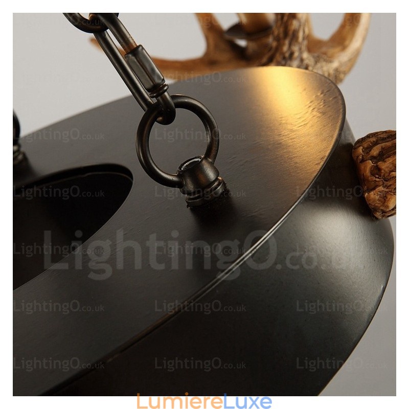 Lustre suspendu vintage rétro rustique à 9 lumières en bois de cerf