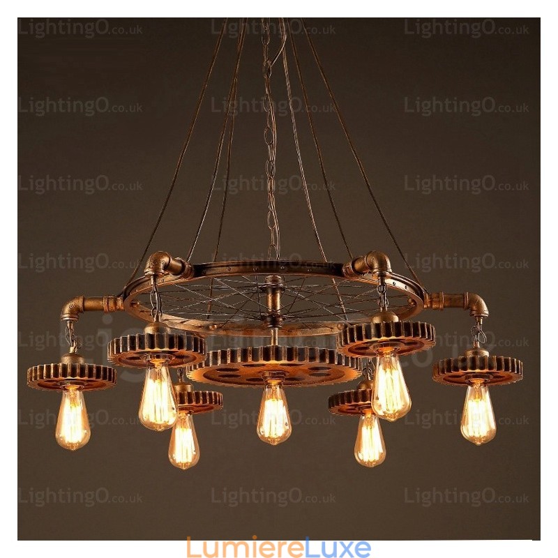 Suspension rétro vintage à 7 lumières