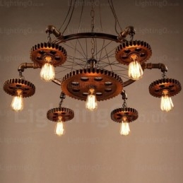 Suspension rétro vintage à 7 lumières