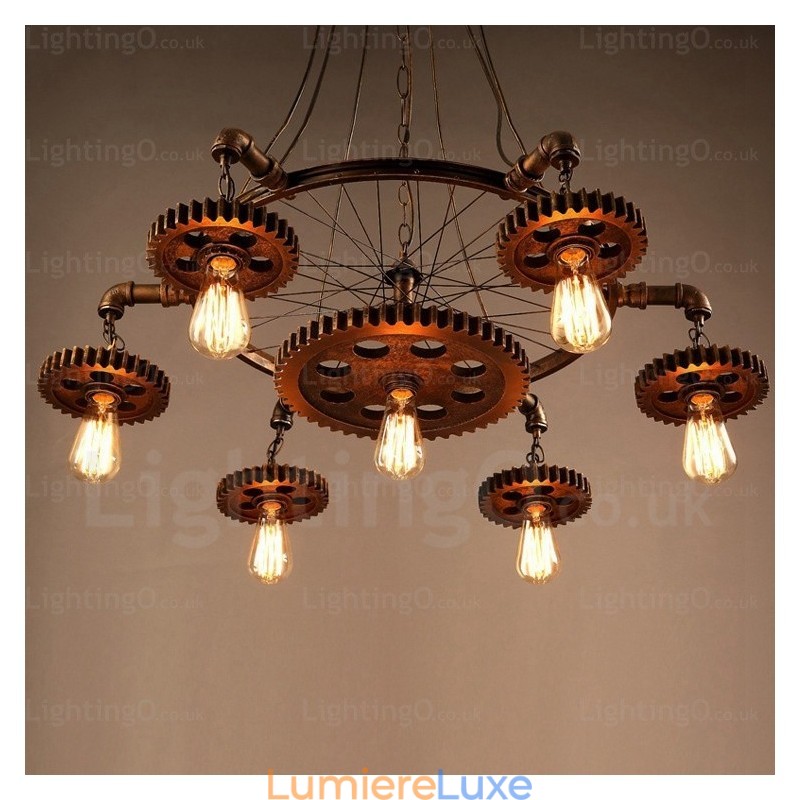 Suspension rétro vintage à 7 lumières