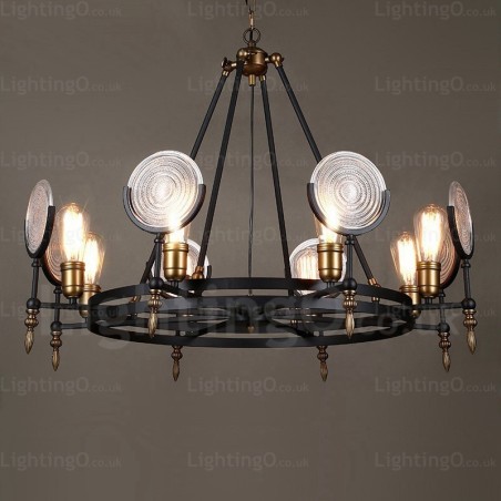 Suspension rétro vintage à 6 lampes avec abat-jour en verre Suspension rétro vintage à 6 lampes avec abat-jour en verre