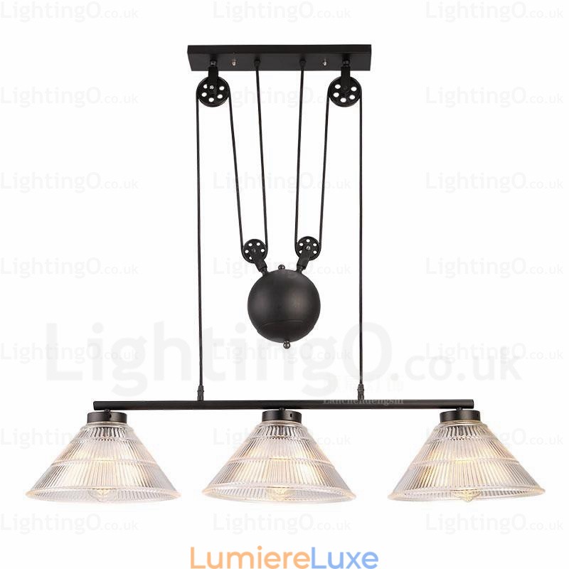 Suspension contemporaine moderne à 2 lumières avec abat-jour en verre