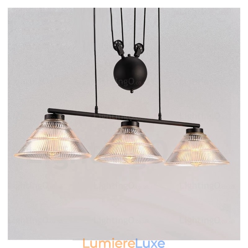 Suspension contemporaine moderne à 2 lumières avec abat-jour en verre