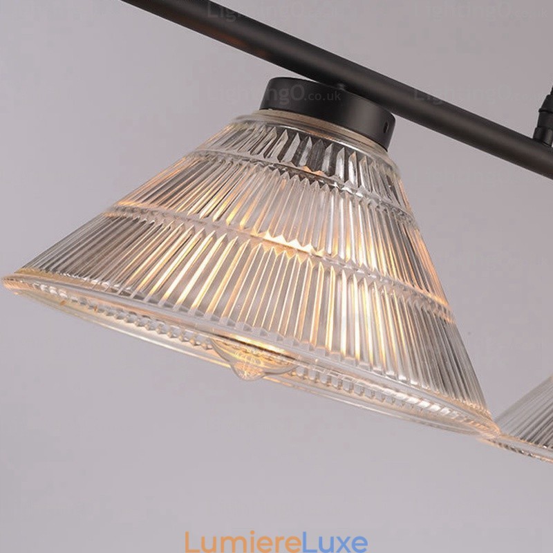Suspension contemporaine moderne à 2 lumières avec abat-jour en verre