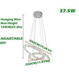 Suspension en cristal K9 moderne à 2 anneaux et 3 côtés, luminaire d'intérieur