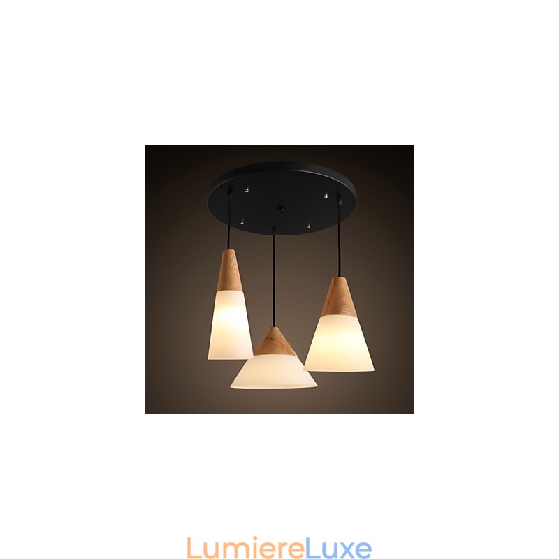 Lustre mini style moderne contemporain en métal à 3 lumières