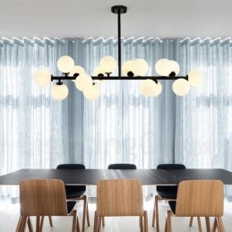 Suspension nordique à 16 lampes avec abat-jour en verre