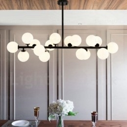 Suspension nordique à 16 lampes avec abat-jour en verre
