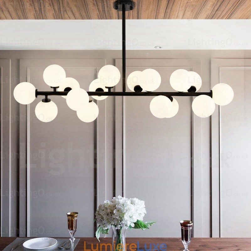 Suspension nordique à 16 lampes avec abat-jour en verre