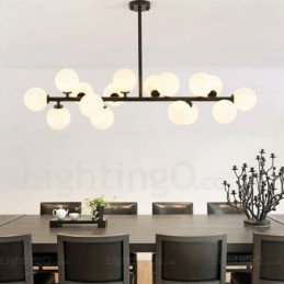 Suspension nordique à 16 lampes avec abat-jour en verre