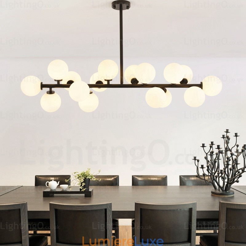 Suspension nordique à 16 lampes avec abat-jour en verre