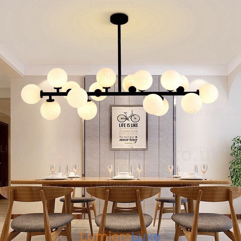 Suspension nordique à 16 lampes avec abat-jour en verre