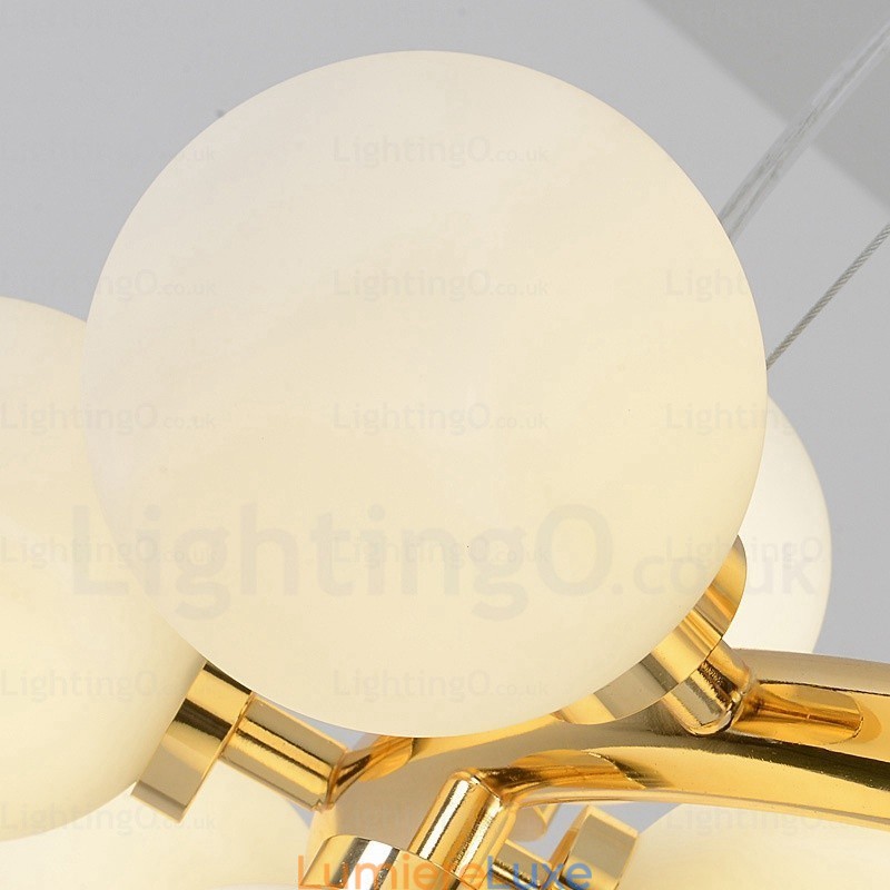 Suspension nordique à 25 lampes avec abat-jour en verre