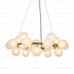 Suspension nordique à 25 lampes avec abat-jour en verre
