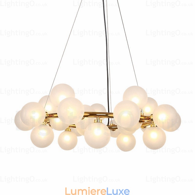 Suspension nordique à 25 lampes avec abat-jour en verre