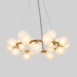 Suspension nordique à 25 lampes avec abat-jour en verre