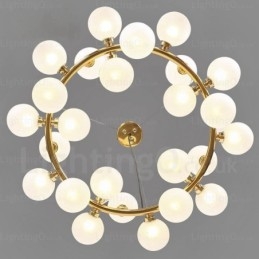 Suspension nordique à 25 lampes avec abat-jour en verre