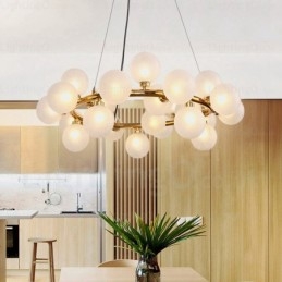 Suspension nordique à 25 lampes avec abat-jour en verre