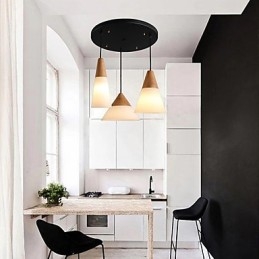 Lustre mini style moderne contemporain en métal à 3 lumières