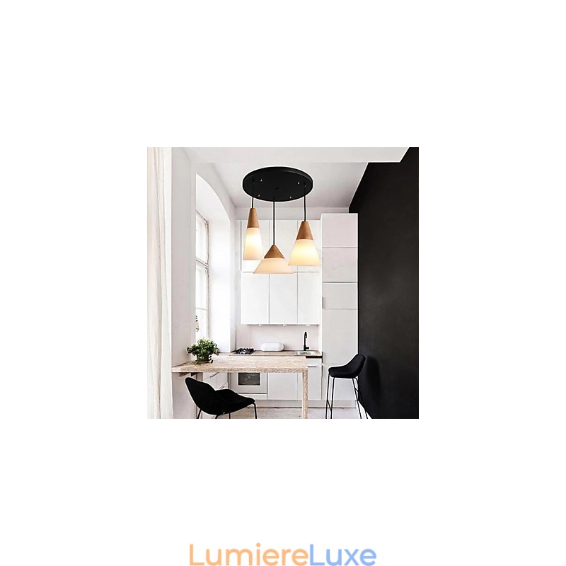 Lustre mini style moderne contemporain en métal à 3 lumières