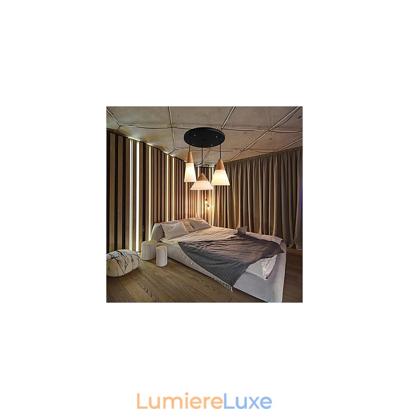 Lustre mini style moderne contemporain en métal à 3 lumières