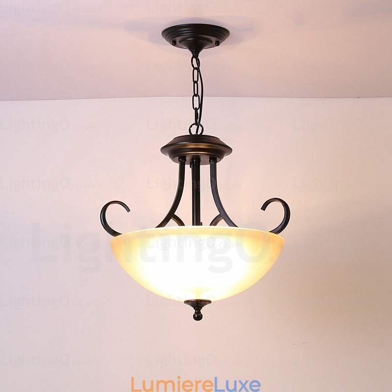 Suspension rustique à 3 lumières avec abat-jour en verre