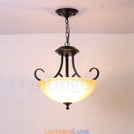 Suspension rustique à 3 lumières avec abat-jour en verre Suspension rustique à 3 lumières avec abat-jour en verre