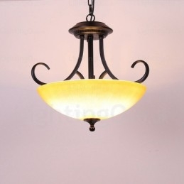 Suspension rustique à 3 lumières avec abat-jour en verre