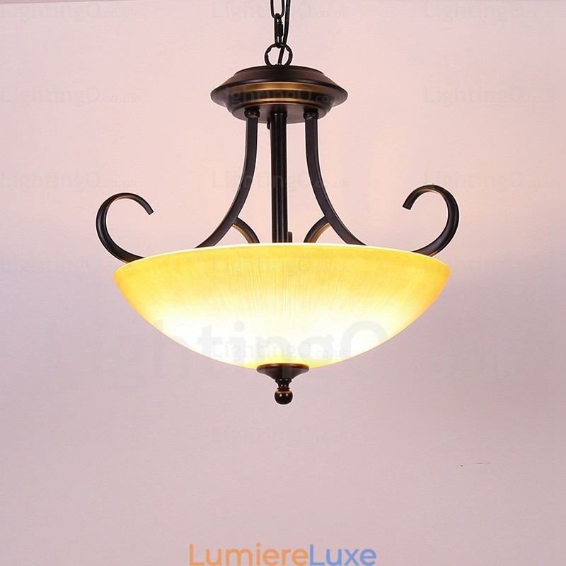 Suspension rustique à 3 lumières avec abat-jour en verre