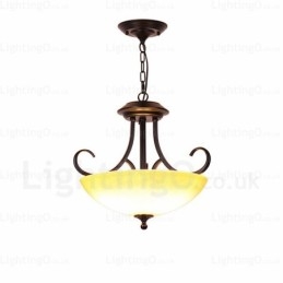 Suspension rustique à 3 lumières avec abat-jour en verre