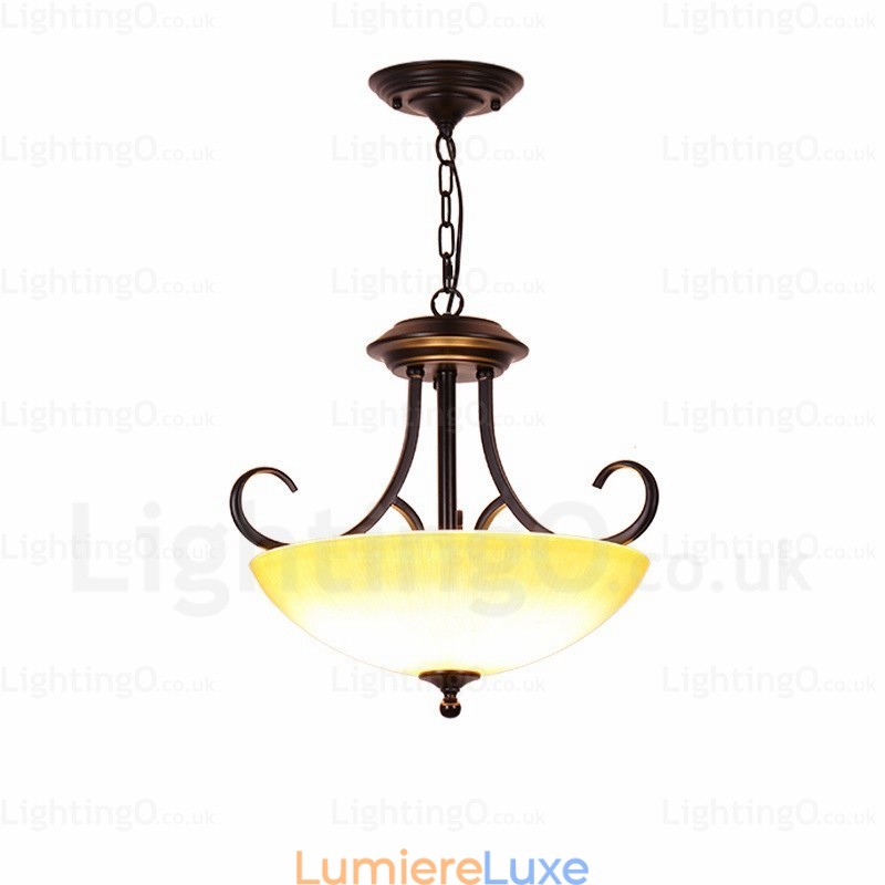 Suspension rustique à 3 lumières avec abat-jour en verre